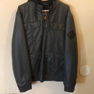 Dravus leather hooded jacket